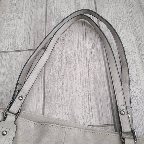 Sam & Hadley Faux Suede Tote Shoulder Bag Over The Shoulder Gray - Picture 4 of 12